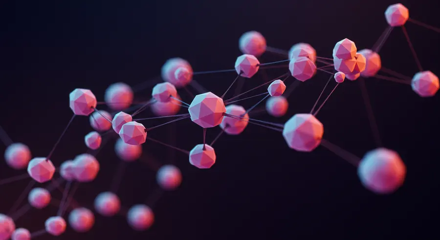 Abstract representation of interconnected data and knowledge graphs, symbolizing ontologies in the semantic web.